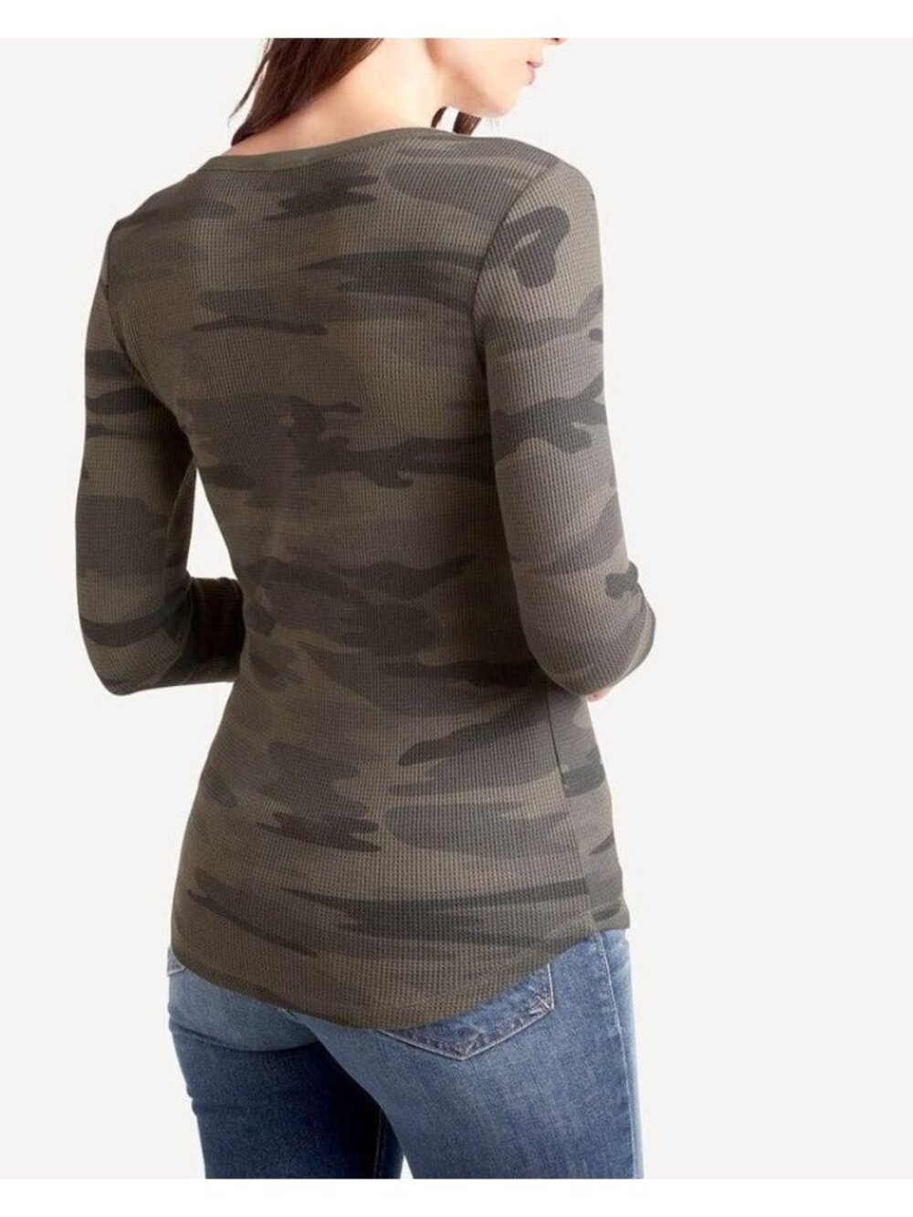 Splendid Camouflage Long Sleeve Thermal Henley Shirt Top for Size XS - New - Picture 2 of 5